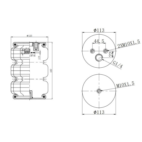 BNHF 3055 sport 3 kamerbalg 13cm